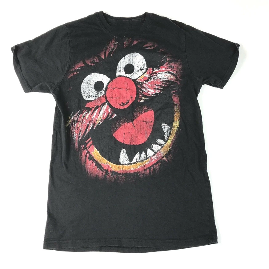 

The Muppets Animal T Shirt Mens S Face Paint Graphic Black Loose Size Top Ajax Funny Tee Shirt