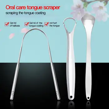 

1PC Useful Tongue Scraper Cleaner Stainless Steel Metal Tongue Scraper Fresh Breath Rustproof Oral Tongue Cleaner for Adults