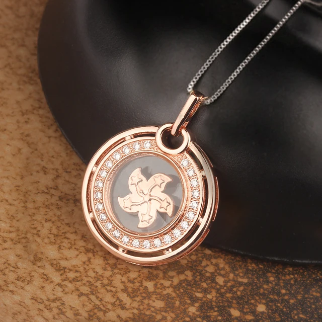 New Arrival Rotatable Windmill Pendant Necklace AAA Cubic Zirconia Pave Gold Silver Color Crystal Necklace Jewelry Women Men Style 22