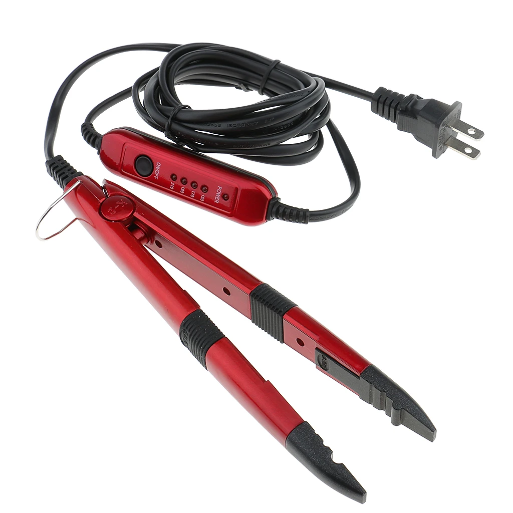 Salon Home Use Hair Extension Sewing Fusion Glue Gun Iron Connector Makeup Tool US Plug Red