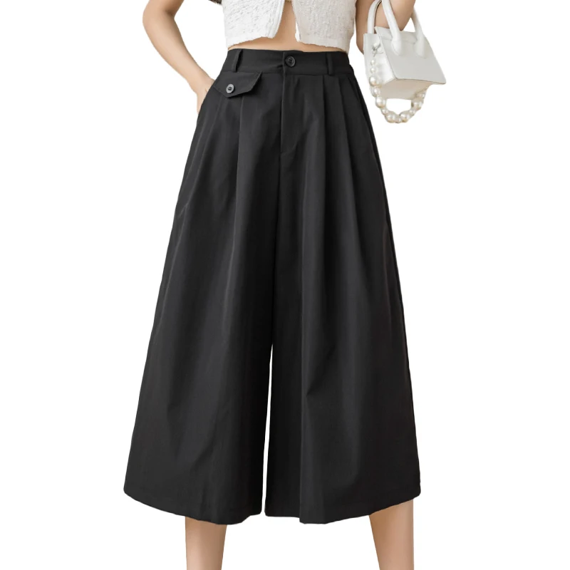 Повседневная Свободная драпировка с широкими штанинами и высокой талией