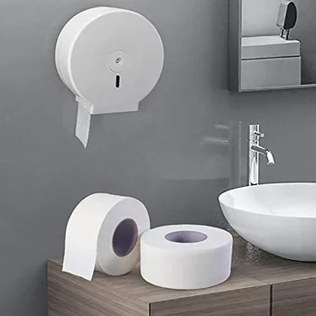 

1Roll Jumbo Roll Toilet Paper Strong Water Absorption Soft Toilet Tissues Big Homeful Rolling Paper 4-Layer Native Wood Pulp