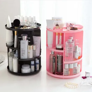 

Organizer Makeup Storage Plastic Drawer Cosmetic New Fashion 360-degree rotating brush holder jewelry case shelf