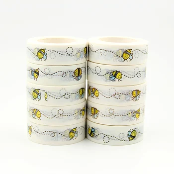 

New 10pcs/set 15MM*10M Cute Decorative bees Washi Tape DIY Scrapbooking Masking animal Tape School Office Supply stationery