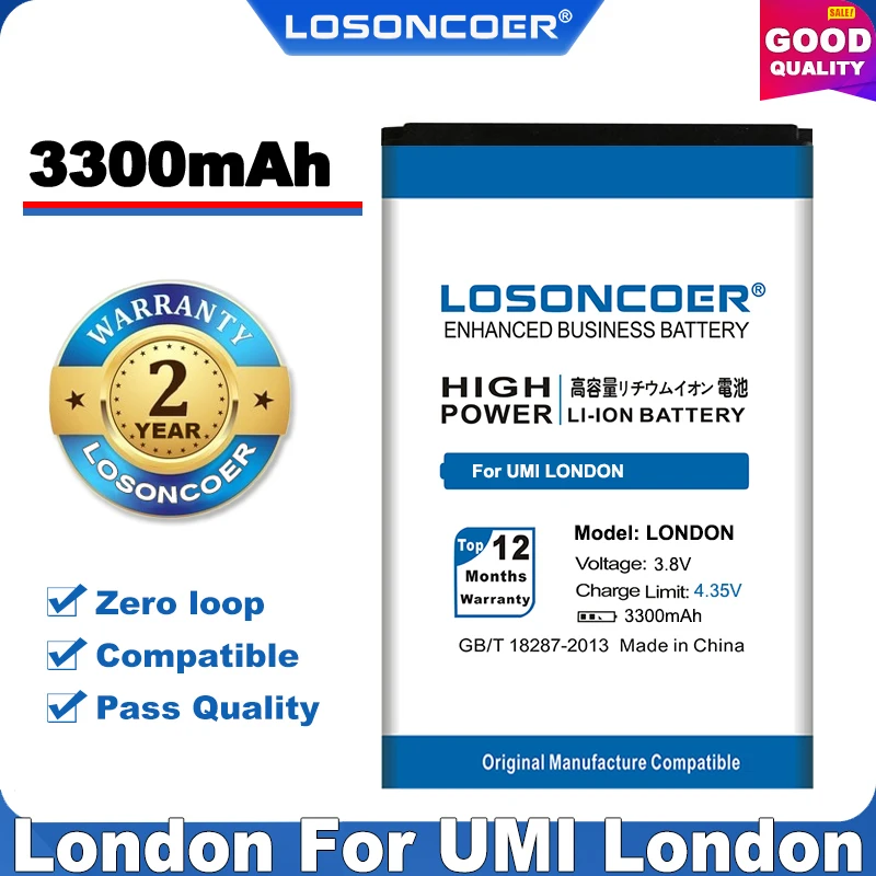 100% Оригинальный LOSONCOER LONDON 3300 мАч аккумулятор для UMI сменный литий ионный телефона