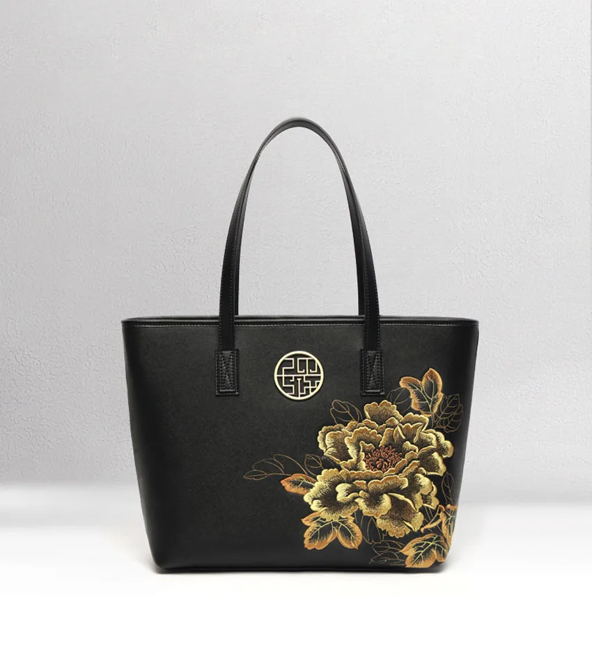 Pmsix женские Роскошные Сумки из искусственной кожи женские сумки дизайнерские сумки известный бренд женские сумки женская сумка с вышивкой - Цвет: Черный
