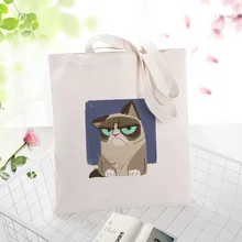 Холст сумка для покупок Кот текст DIY ежедневное использование пользовательский принт Логотип эко многоразовая утилизация