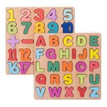 Puzzle en bois pour enfants, Alphabet 3D, chiffres, bébé, lettre géométrique, jouets éducatifs Montessori d'apprentissage précoce pour tout petits