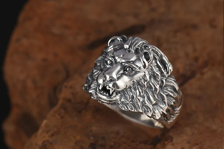 BOCAI S925 Sterling Silver Rings Thai Silver 2021 Retro Fashion Personality Aggressive Lion Head Pure Argentum Jewelry for Men