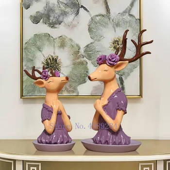 

Creative Resin Simulated animal elk deer head Crafts ornaments key jewelry Storage Modern home living room desktop Decoration