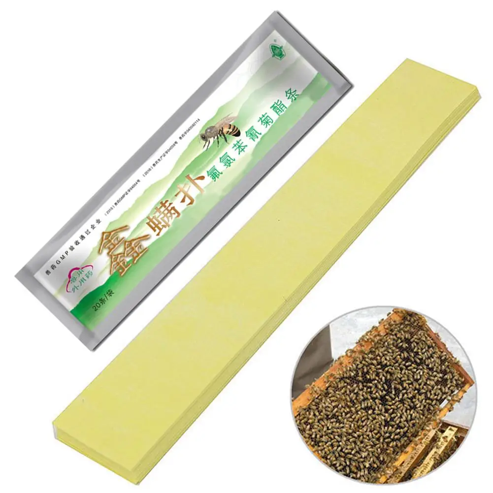 

20 Strips/Pack Pollution-free Food Acaricide Bee Mite Strip Beekeeping Strips Against Varroa Mite Killer Pest Control Strip