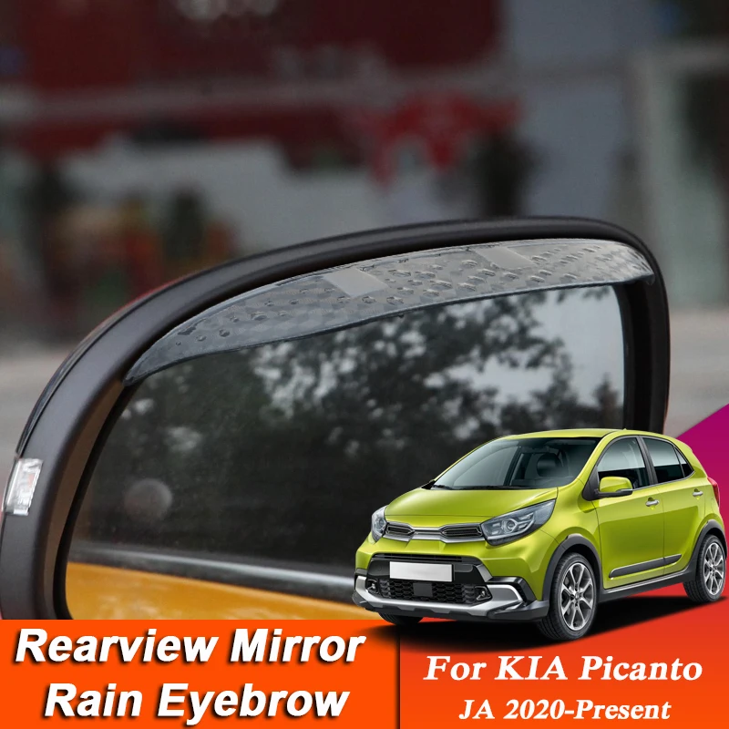 

2pcs Car-styling For KIA Picanto JA 2020-Present Carbon Fiber Rearview Mirror Eyebrow Rain Shield Anti-rain Cover Auto Accessory