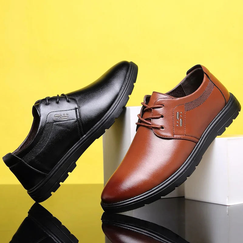 

MEN'S SHOES Summer Casual Trendy Shoes Flat Formal Wear Leather Shoes Men England Korean-style round-Toe Shoe