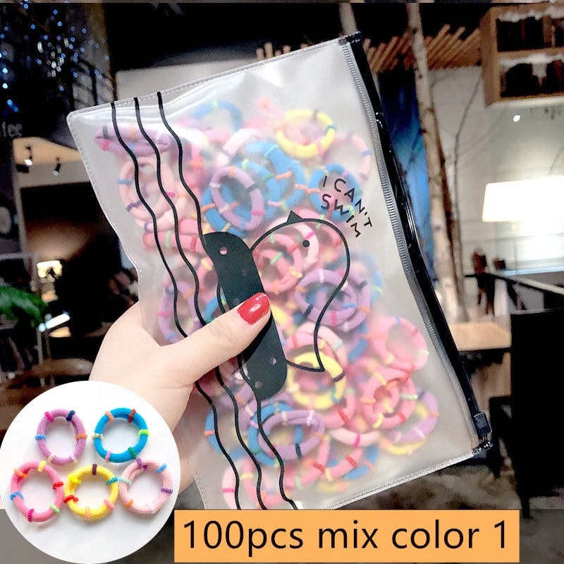 50/100pcs Girls Candy Colorful Nylon Small Elastic Hair Bands Children Sweet Dress Up Scrunchie Headband Kids Accessories | Детская