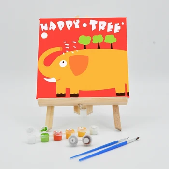 

Canvas Oil Painting By Numbers 20×20cm With Frame For Kids Kits Cartoon Elephant Picture DIY Acrylic Paint Arts Child Coloring