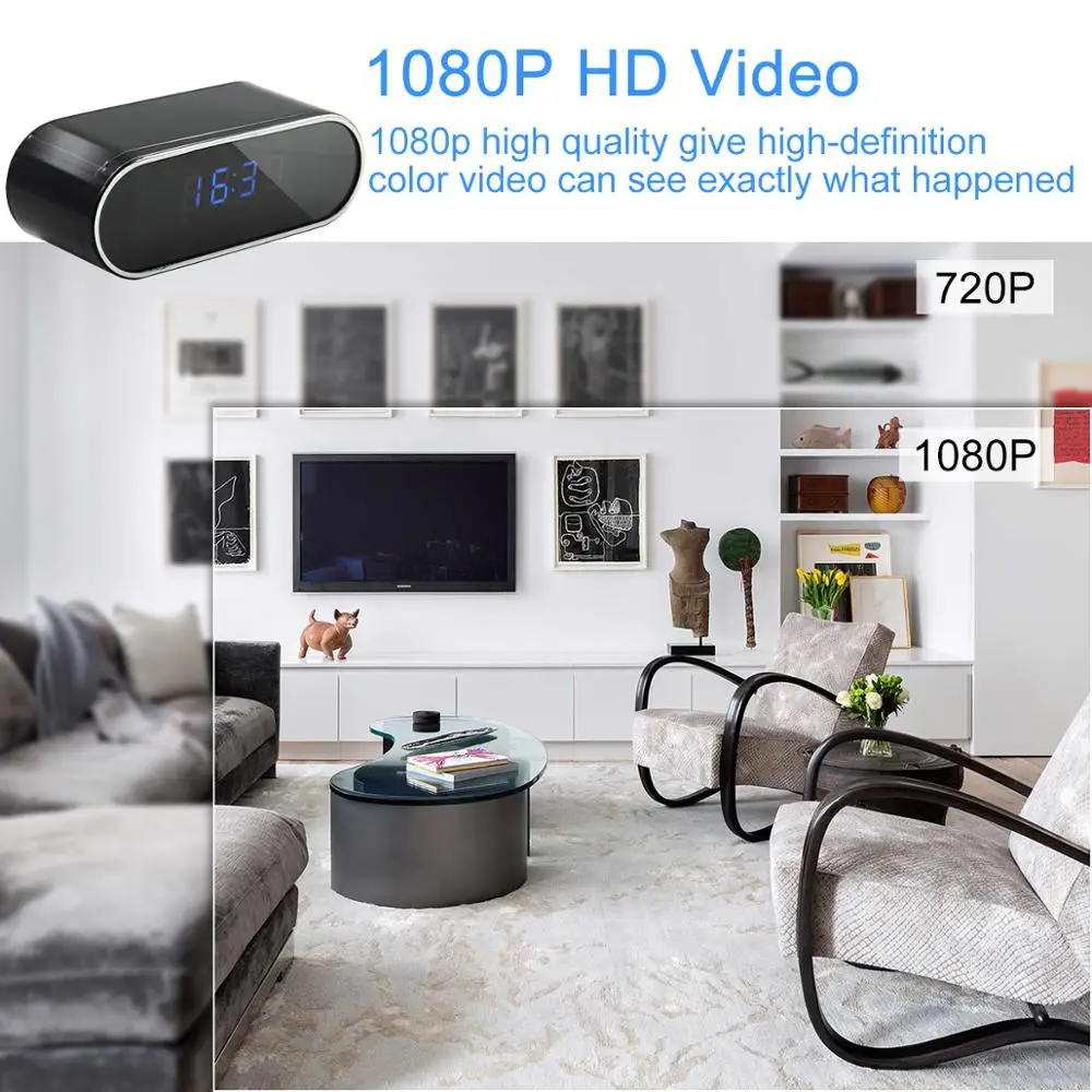 HD WiFi CamPro1080P IP P2P настольные часы камера WIFI контроль инфракрасное ночное видение