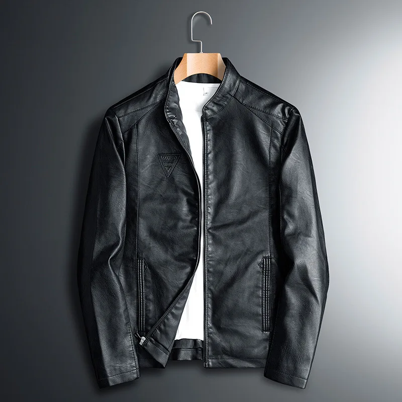 

Dad Spring And Autumn New Style Coat Middle-aged MEN'S Leather Jacket Business Casual Stand Collar Leather Coat Middle-aged Vers