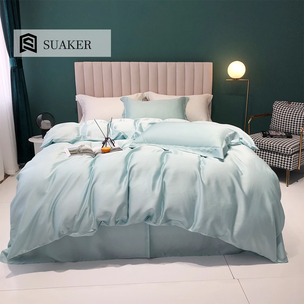 

Suaker Women 100% Silk Beauty Bedding Set Beauty Soft Comforter Cover Flat Sheet Duvet Cover Quuen King Bed Linen Pillowcase