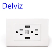 Delviz нам Стандартный нам USB гнездо, 2.1A двойной usb-порт для зарядки светодиодный индикатор, переменный ток, 110~ 250 V, переключатель panell, 15A Powerpoints штепсельной вилки