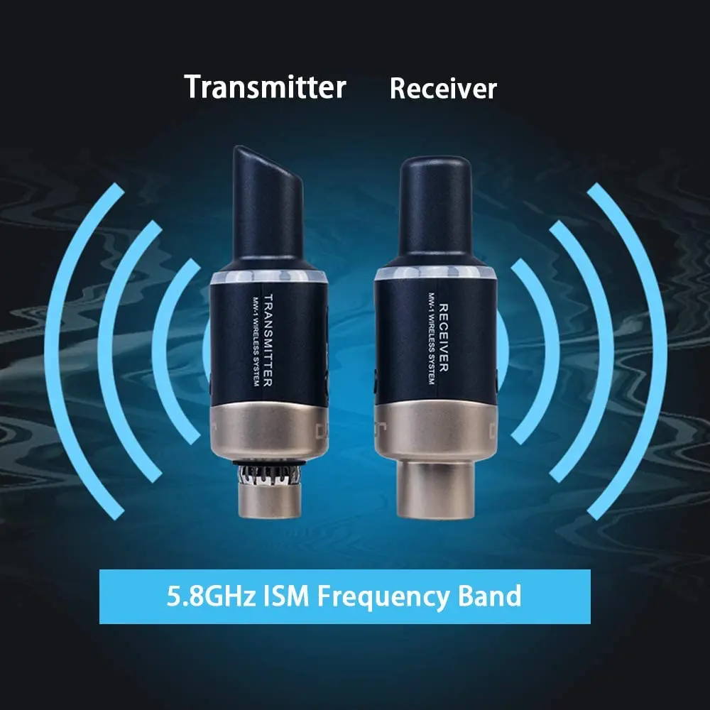JOYO MW-1 5.8GHz Sistema Microfono Wireless Plug-on Ricevore Trasmettore Wireless Ricaricabile Per Microfono Dinamico Effector - Foto 4