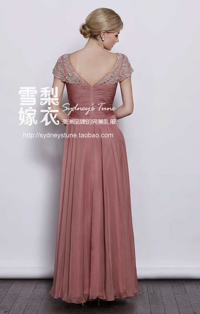 Дешевые robe de soiree Модное шифоновое платье с рукавами-крылышками и кристаллами Вечерние платья подружки невесты