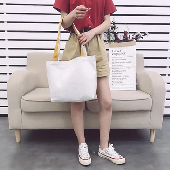 

2020 New Korean Shoulder Bag Creative Contrast Color two-color two-sided Back Canvas Bag Female Student Handbag
