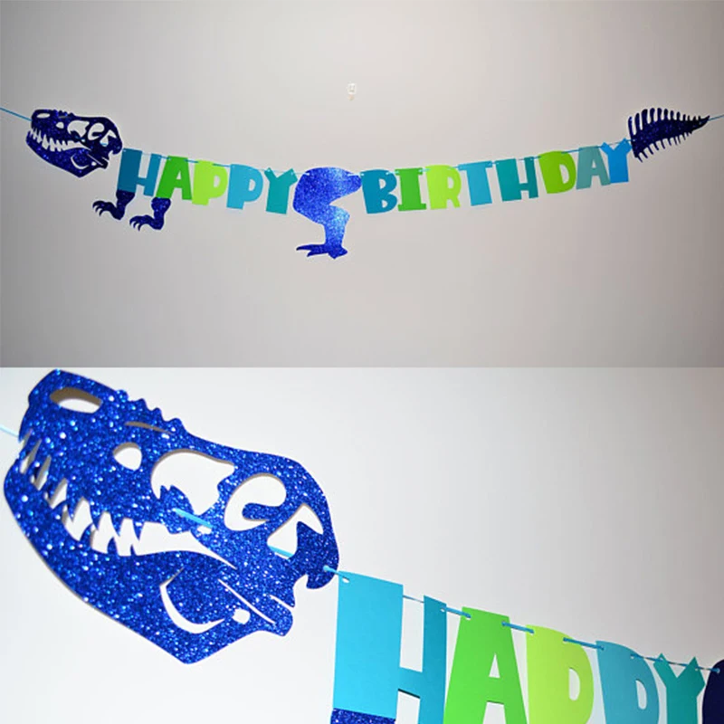 Dinosaur Design Happy Birthday Party Banner Wall Hanging Bunting Baby Shower Backdrops Decoration For Kids | Дом и сад