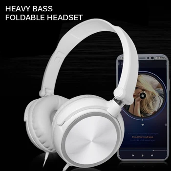 

Wired Headphones 3.5mm Round Interface Ear Foldable Headsets Bass HiFi Sound Music Stereo Earphone