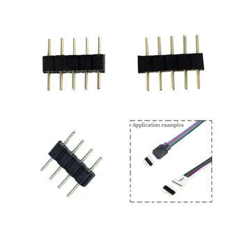 

10pcs/lot Connector Adapter Pin Needle Male Type Double 4Pin RGB/5Pin RGBW For 3528 5050 SMD Led Strip Light JQ