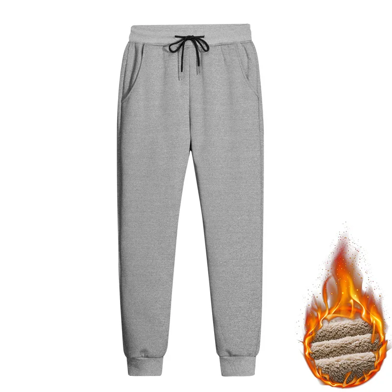 Мужские штаны для бега, зимние Утепленные флисовые штаны, обтягивающие спортивные штаны, модные мужские брюки для спорта на открытом воздухе, брюки-карандаш - Цвет: Grey EM146