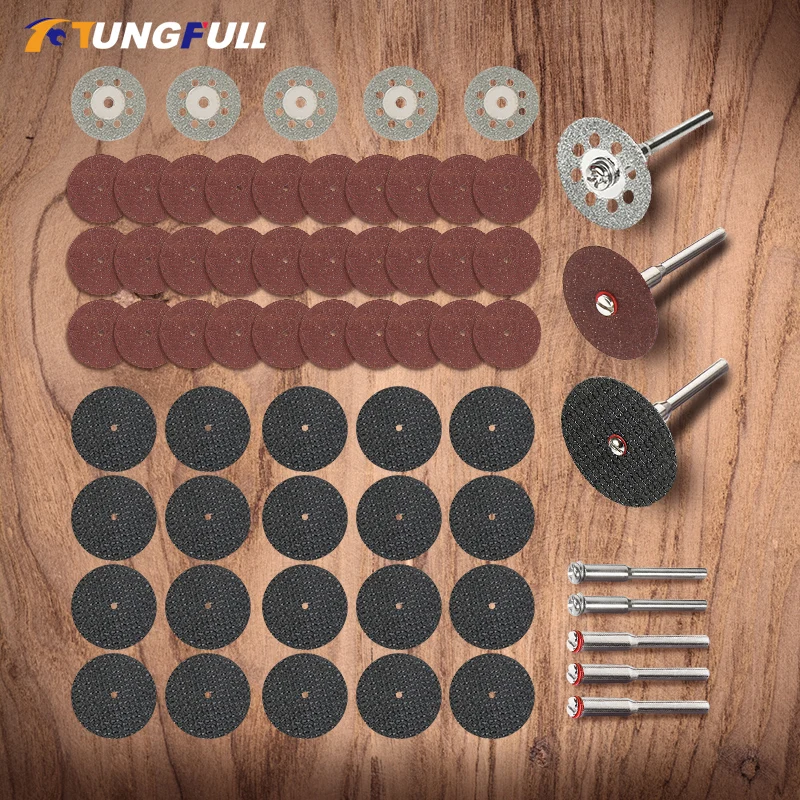 60 Discos De Corte Para Dremel 32mm - Con 6 Mandriles, Para Metal, Madera, Plástico