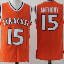 Мужские трикотажные изделия Carmelo Anthony 15# Syracuse, оранжевые, сшитые, Размер S-XXL