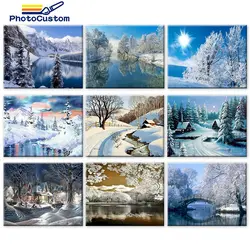 Dessin acrylique personnalisé, 40x50cm, peinture par numéros, paysage de neige sur toile, photos acryliques, décoration de maison, cadeau 