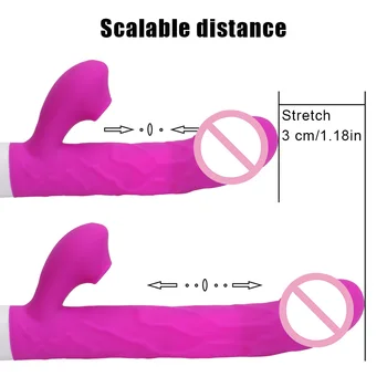 3 In 1 Heating Rabbit Vibrator Telescopic Rotating Dildo Clitoris Sucking Vagina G Spot Stimulate Vibrators Sex Toys for Women 6