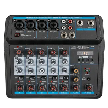 

6channel Protable Digital Audio Mixer Console With Sound Card For Domestic Civil Performance Stage USB Small Mixer Audio Mixer