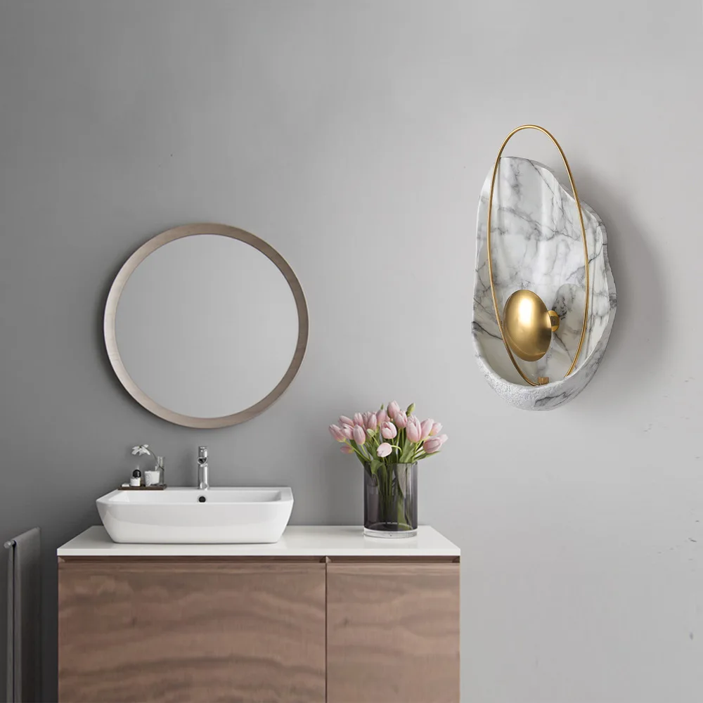 

Creative Hotel Lobby Modern Simple Wall Light Retro Light Luxury Background Wall Lamp Imitation Marble Corridor Stair Lamp