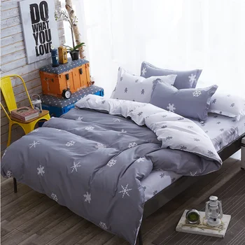 

Printing 3/ 4 Pcs Snowflake Beds Cover King Size Bedding Set Simple Style Modern Duvet Cover Bedlinens 220x240cm Ropa De Cama T3