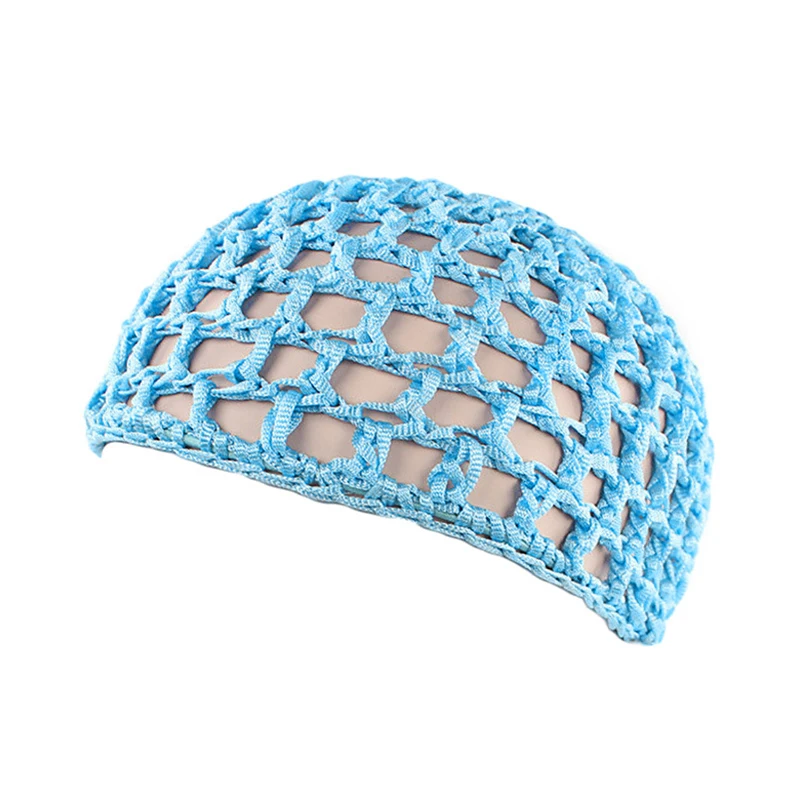 light blue Женская сеточка для волос, вязаная крючком шапка, супер эластичная Кепка, плетение, вязанная крючком, коса, парик, парики, Одноцветный парик, сеточка, тюрбан - Цвет: light blue