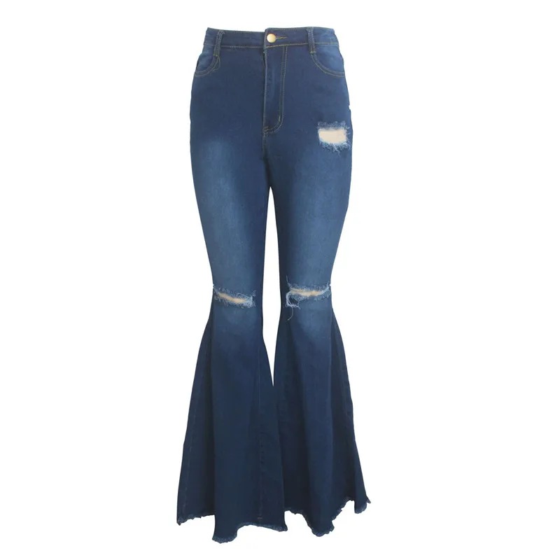 FREE SHIPPING Women Retro Ripped Wide Leg Flare Jeans JKP3055 - Allkpop ...