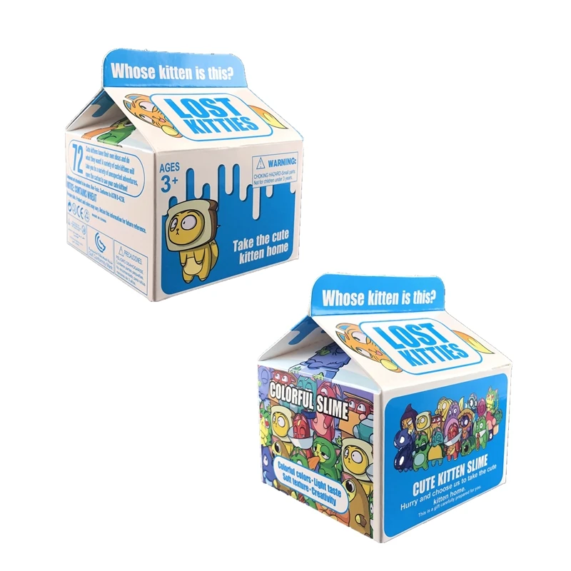 2PCS Lost kitties Surprise blind box Match squishy clay Milk box with Random modeling kittens kids's favorite surprise toys afbeelding