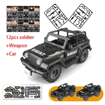 

Military Special Forces Soldiers Bricks Figures Car Guns Weapons Armed SWAT Building Blocks Kids Toys