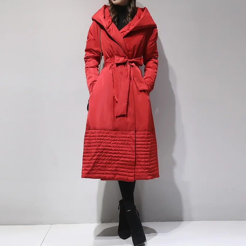 

Snow Wear Goose Feather Coat Long Thick Warm White Duck Down Parka 2022 Elegant Slim Hooded Winter Jacket Women Clothes L555