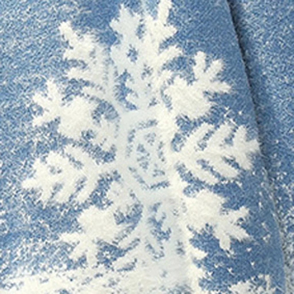 Women O-Neck Merry Christmas Snowflake Print Thick Knitted Sweater Pullover Tops кофта женская
