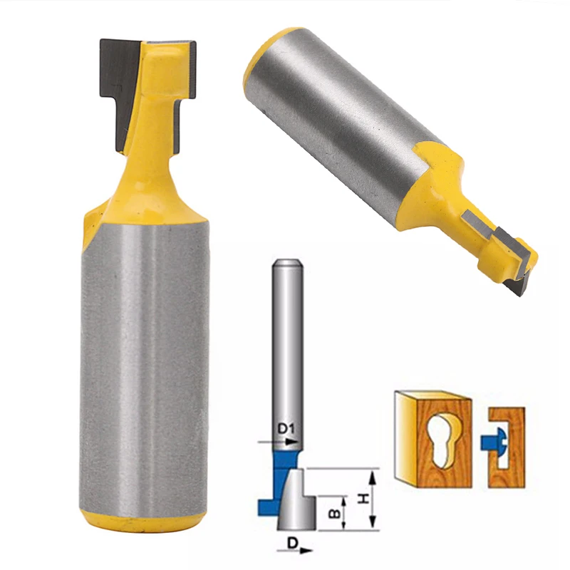1/2'' Shank 3/8'' T-Slot Steel Handle Milling Router Bit Woodworking Cutter Tool