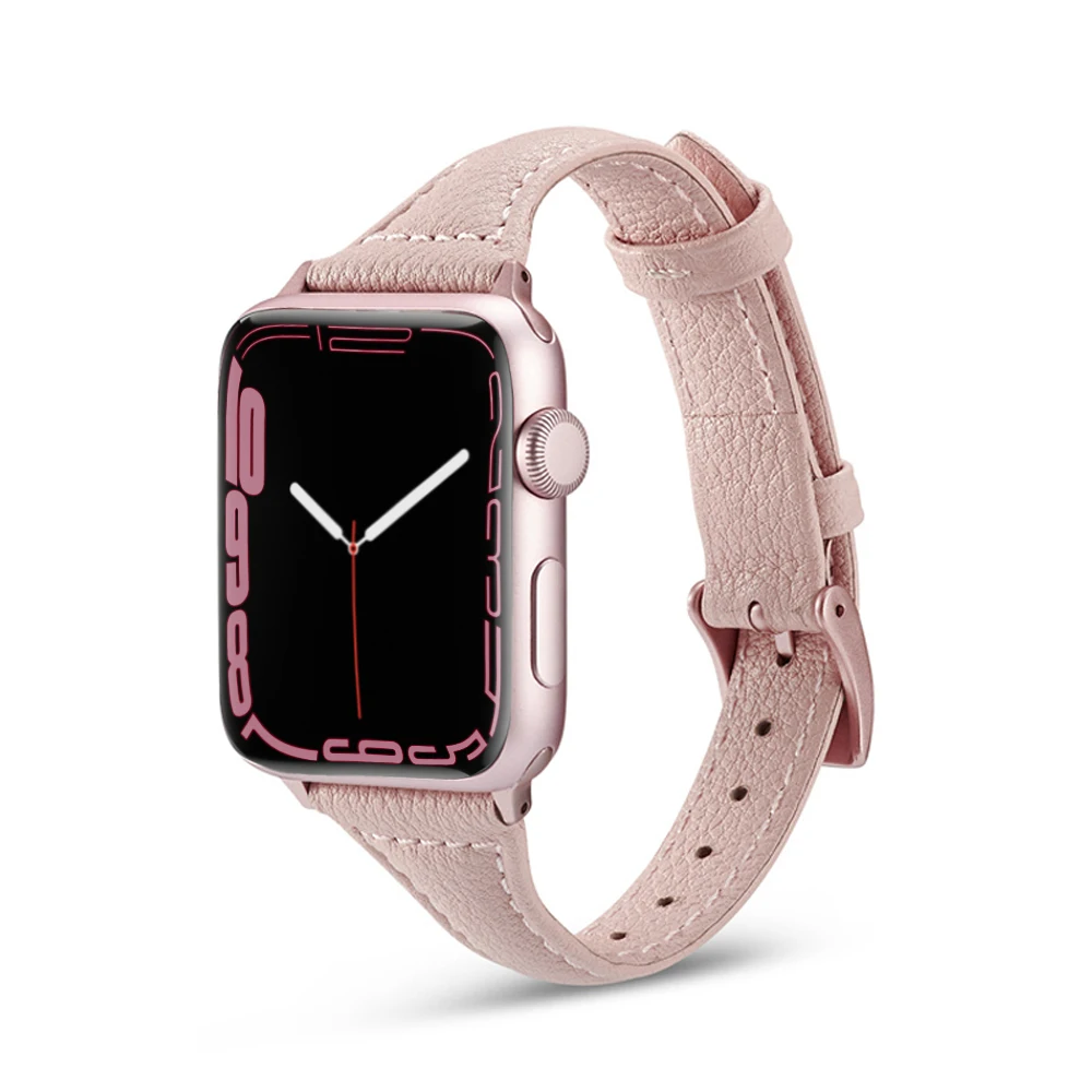 Slim Leather Band for Apple Watch | Oxa Leather, Black / 41mm | 40mm | 38mm / Rose Gold