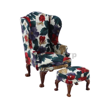 

dollhouse 1:12 scale miniature furniture Classical hand carved Wing chair