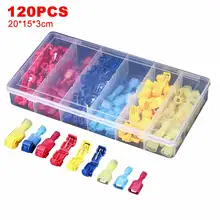 120 conectores de fio dos pces t conectam o jogo rápido dos terminais do fio do fechamento da tala do conector de cabo bonde da forma para o fio de 0.5-4mm connect conecta