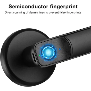 Fingerprint Door Lock Handle USB Rechargeable Anti Theft Smart Electric Biometric Keyless Security Entry with 2 Keys for Home 4