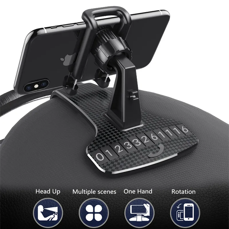 US $494.00 100pcs Dashboard Mobile Phone Bracket Temporarily Parking Moved Number Plate Hud Car GPS Clip Holder For 68 Inch Cellphones