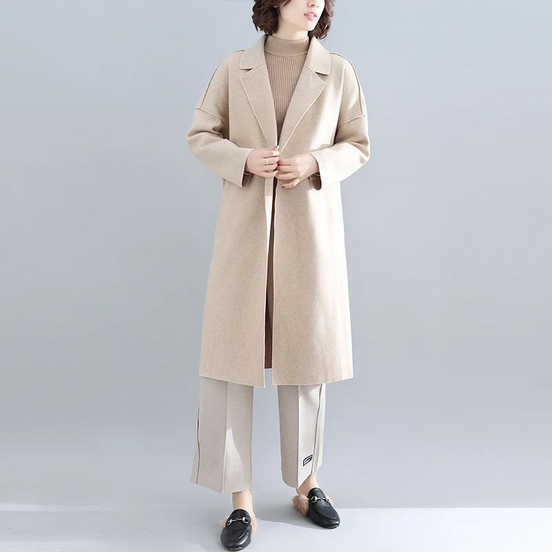 New Style Autumn Clothing Suit Collar Casual Cardigan Woolen Jacket Chubby Mm Literature And Art Mid-length Western Style F